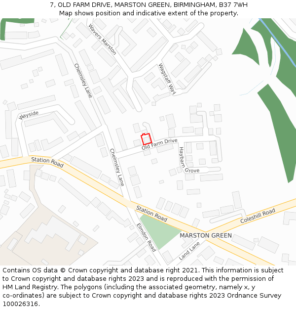 7, OLD FARM DRIVE, MARSTON GREEN, BIRMINGHAM, B37 7WH: Location map and indicative extent of plot