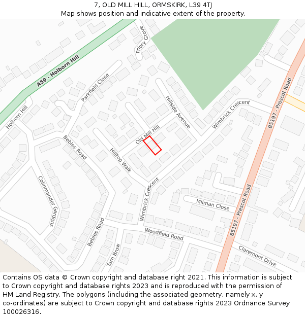 7, OLD MILL HILL, ORMSKIRK, L39 4TJ: Location map and indicative extent of plot