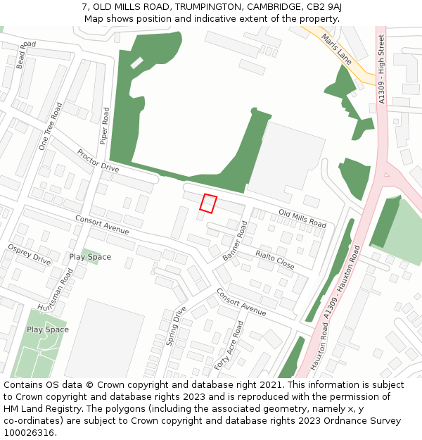 7, OLD MILLS ROAD, TRUMPINGTON, CAMBRIDGE, CB2 9AJ: Location map and indicative extent of plot