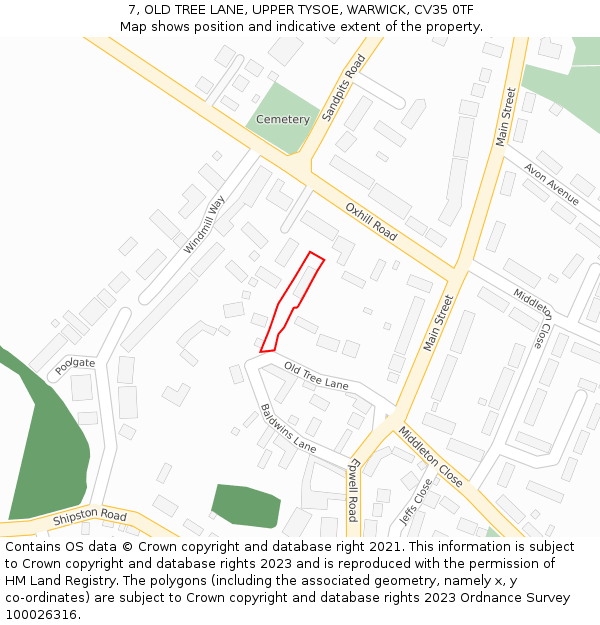 7, OLD TREE LANE, UPPER TYSOE, WARWICK, CV35 0TF: Location map and indicative extent of plot