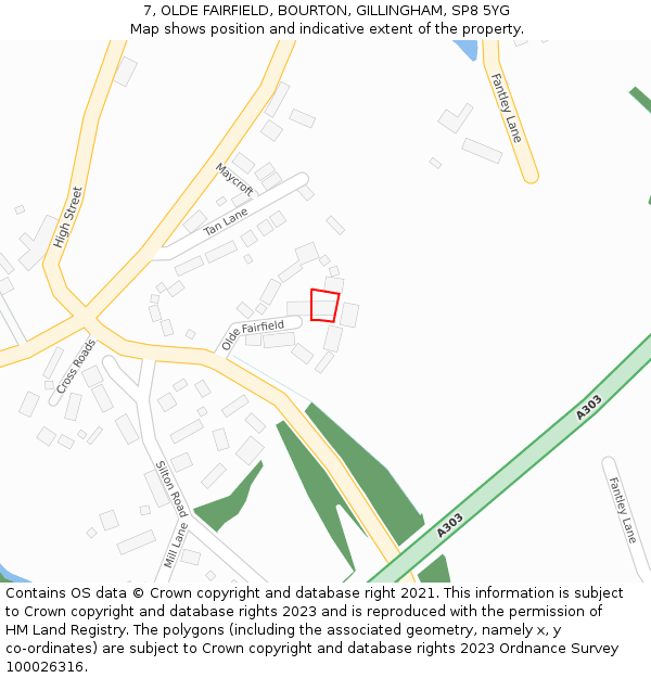7, OLDE FAIRFIELD, BOURTON, GILLINGHAM, SP8 5YG: Location map and indicative extent of plot