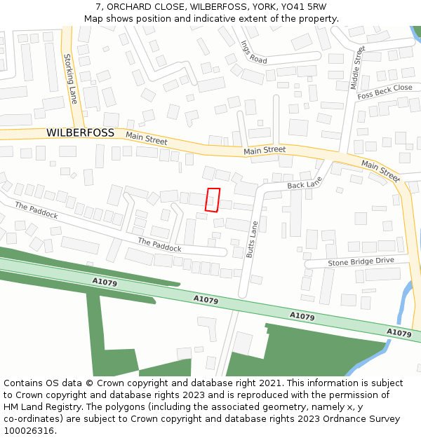 7, ORCHARD CLOSE, WILBERFOSS, YORK, YO41 5RW: Location map and indicative extent of plot