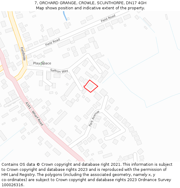 7, ORCHARD GRANGE, CROWLE, SCUNTHORPE, DN17 4GH: Location map and indicative extent of plot