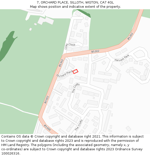 7, ORCHARD PLACE, SILLOTH, WIGTON, CA7 4GL: Location map and indicative extent of plot