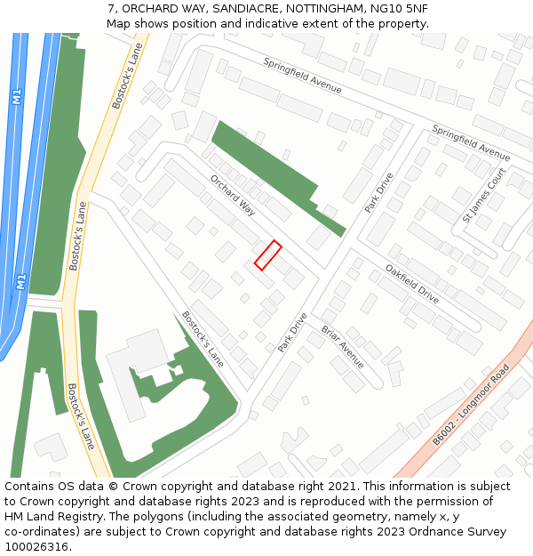 7, ORCHARD WAY, SANDIACRE, NOTTINGHAM, NG10 5NF: Location map and indicative extent of plot