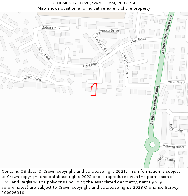 7, ORMESBY DRIVE, SWAFFHAM, PE37 7SL: Location map and indicative extent of plot