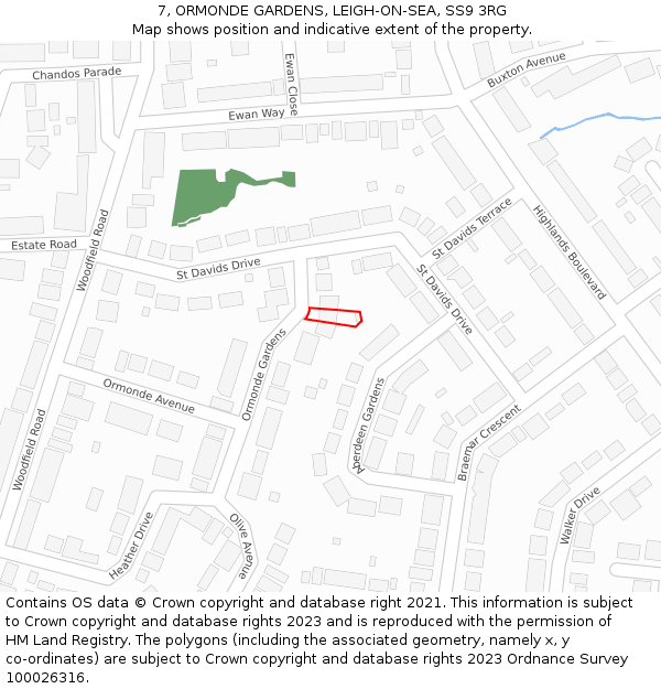 7, ORMONDE GARDENS, LEIGH-ON-SEA, SS9 3RG: Location map and indicative extent of plot