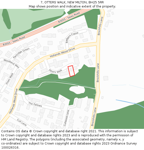 7, OTTERS WALK, NEW MILTON, BH25 5RR: Location map and indicative extent of plot