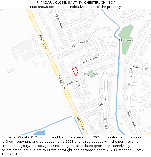 7, PADARN CLOSE, SALTNEY, CHESTER, CH4 8QP: Location map and indicative extent of plot