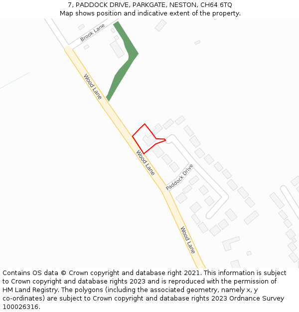 7, PADDOCK DRIVE, PARKGATE, NESTON, CH64 6TQ: Location map and indicative extent of plot