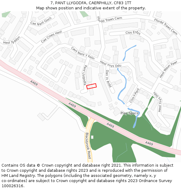 7, PANT LLYGODFA, CAERPHILLY, CF83 1TT: Location map and indicative extent of plot