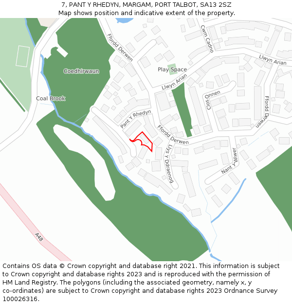 7, PANT Y RHEDYN, MARGAM, PORT TALBOT, SA13 2SZ: Location map and indicative extent of plot