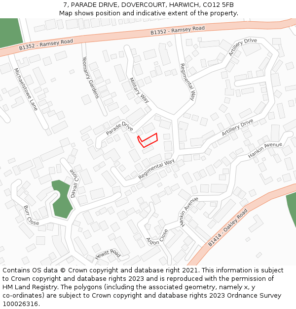 7, PARADE DRIVE, DOVERCOURT, HARWICH, CO12 5FB: Location map and indicative extent of plot