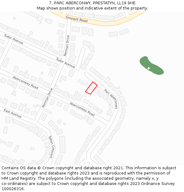 7, PARC ABERCONWY, PRESTATYN, LL19 9HE: Location map and indicative extent of plot