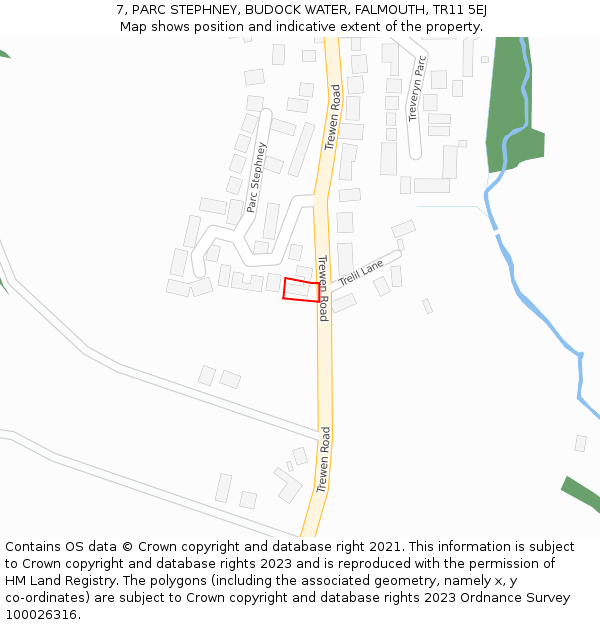 7, PARC STEPHNEY, BUDOCK WATER, FALMOUTH, TR11 5EJ: Location map and indicative extent of plot