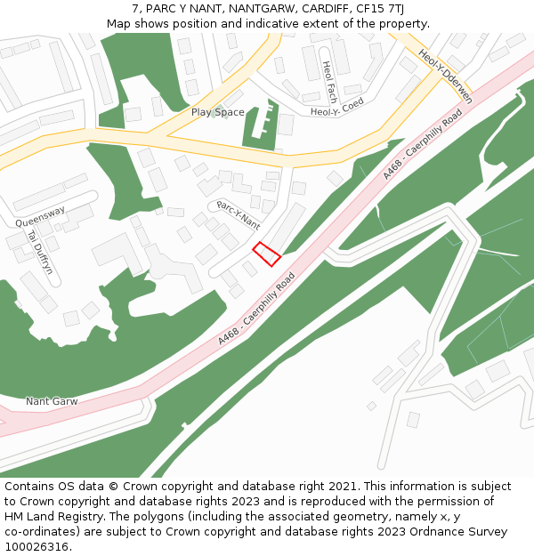 7, PARC Y NANT, NANTGARW, CARDIFF, CF15 7TJ: Location map and indicative extent of plot