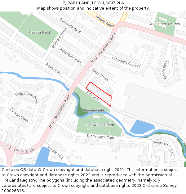 7, PARK LANE, LEIGH, WN7 2LA: Location map and indicative extent of plot