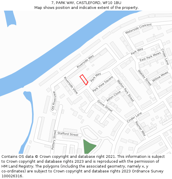 7, PARK WAY, CASTLEFORD, WF10 1BU: Location map and indicative extent of plot