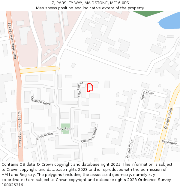 7, PARSLEY WAY, MAIDSTONE, ME16 0FS: Location map and indicative extent of plot