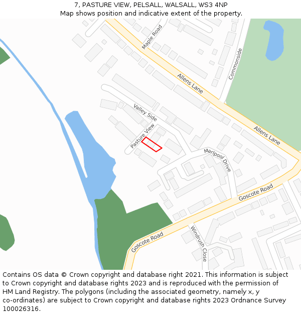 7, PASTURE VIEW, PELSALL, WALSALL, WS3 4NP: Location map and indicative extent of plot