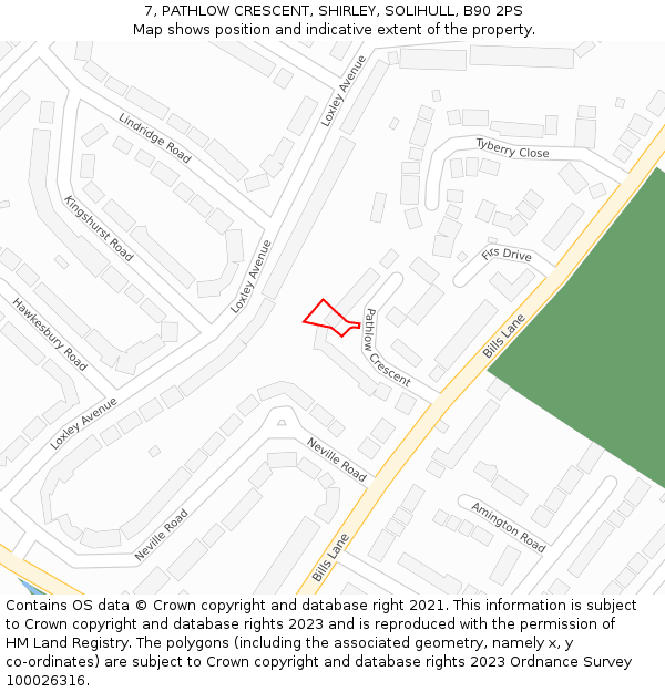 7, PATHLOW CRESCENT, SHIRLEY, SOLIHULL, B90 2PS: Location map and indicative extent of plot