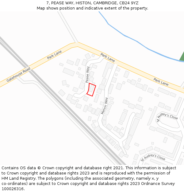 7, PEASE WAY, HISTON, CAMBRIDGE, CB24 9YZ: Location map and indicative extent of plot