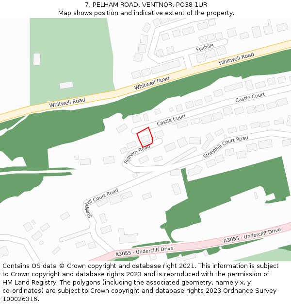 7, PELHAM ROAD, VENTNOR, PO38 1UR: Location map and indicative extent of plot