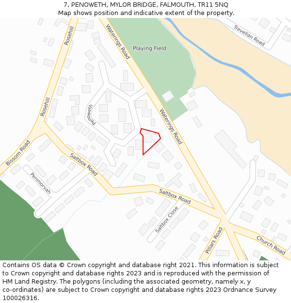 7, PENOWETH, MYLOR BRIDGE, FALMOUTH, TR11 5NQ: Location map and indicative extent of plot