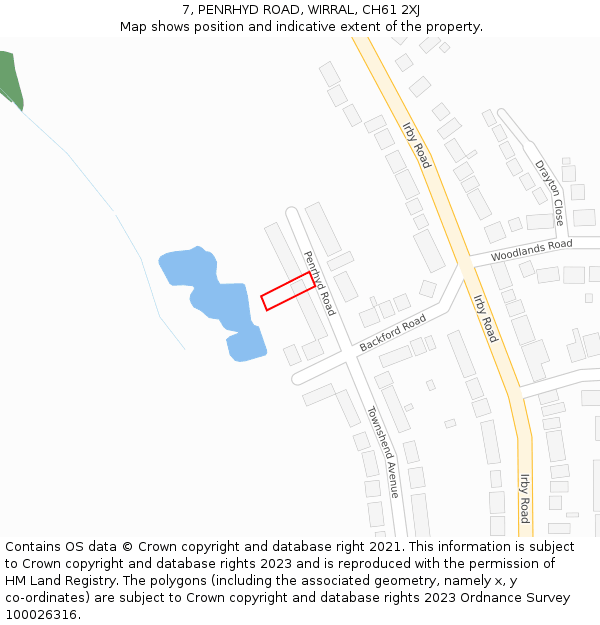 7, PENRHYD ROAD, WIRRAL, CH61 2XJ: Location map and indicative extent of plot