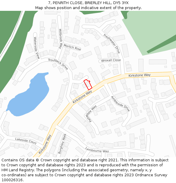 7, PENRITH CLOSE, BRIERLEY HILL, DY5 3YX: Location map and indicative extent of plot