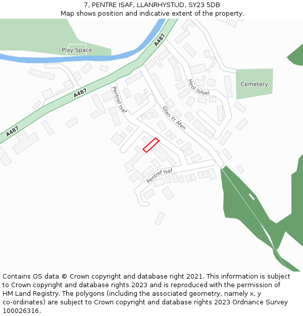 7, PENTRE ISAF, LLANRHYSTUD, SY23 5DB: Location map and indicative extent of plot