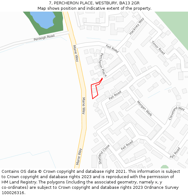 7, PERCHERON PLACE, WESTBURY, BA13 2GR: Location map and indicative extent of plot