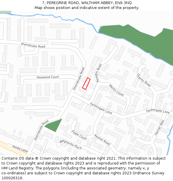 7, PEREGRINE ROAD, WALTHAM ABBEY, EN9 3NQ: Location map and indicative extent of plot