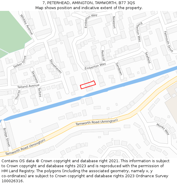 7, PETERHEAD, AMINGTON, TAMWORTH, B77 3QS: Location map and indicative extent of plot