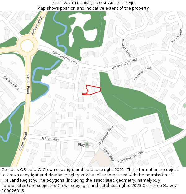 7, PETWORTH DRIVE, HORSHAM, RH12 5JH: Location map and indicative extent of plot