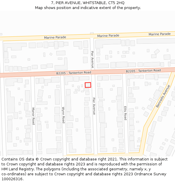 7, PIER AVENUE, WHITSTABLE, CT5 2HQ: Location map and indicative extent of plot