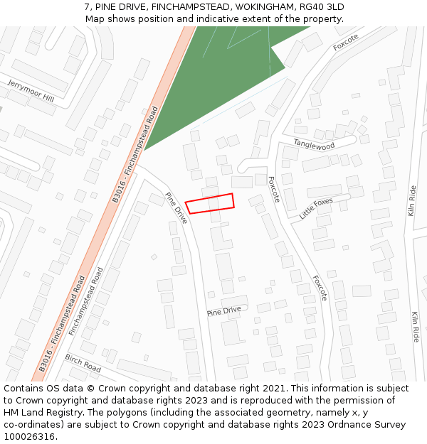 7, PINE DRIVE, FINCHAMPSTEAD, WOKINGHAM, RG40 3LD: Location map and indicative extent of plot