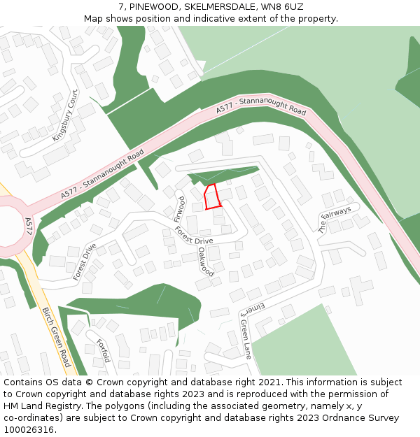 7, PINEWOOD, SKELMERSDALE, WN8 6UZ: Location map and indicative extent of plot