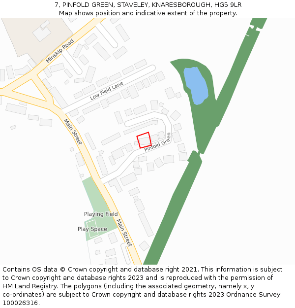 7, PINFOLD GREEN, STAVELEY, KNARESBOROUGH, HG5 9LR: Location map and indicative extent of plot