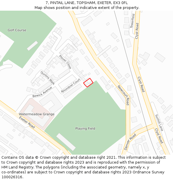 7, PINTAIL LANE, TOPSHAM, EXETER, EX3 0FL: Location map and indicative extent of plot