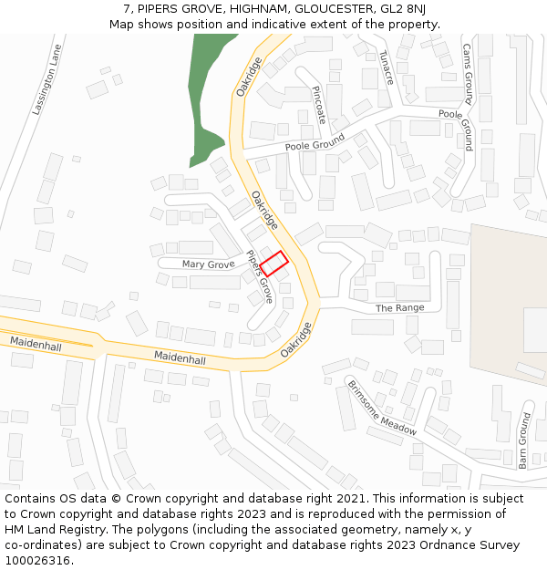 7, PIPERS GROVE, HIGHNAM, GLOUCESTER, GL2 8NJ: Location map and indicative extent of plot
