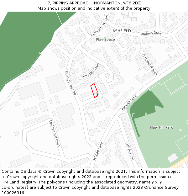 7, PIPPINS APPROACH, NORMANTON, WF6 2BZ: Location map and indicative extent of plot