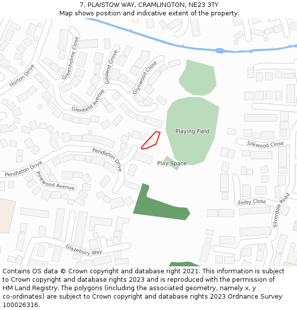7, PLAISTOW WAY, CRAMLINGTON, NE23 3TY: Location map and indicative extent of plot