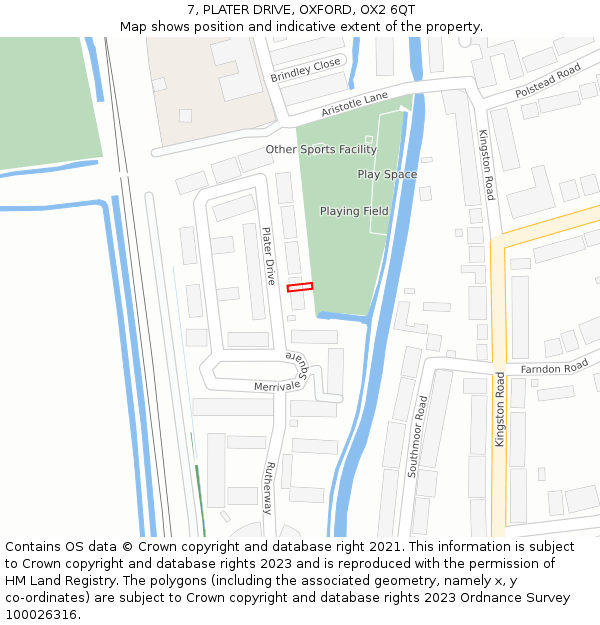 7, PLATER DRIVE, OXFORD, OX2 6QT: Location map and indicative extent of plot