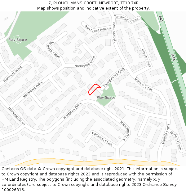 7, PLOUGHMANS CROFT, NEWPORT, TF10 7XP: Location map and indicative extent of plot