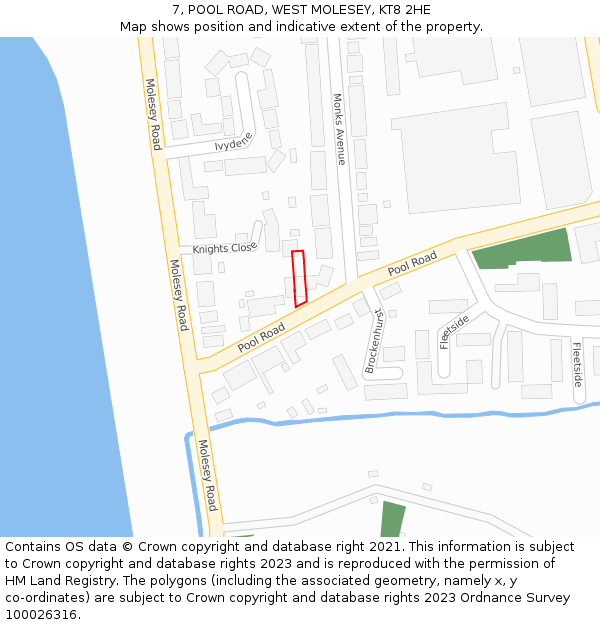 7, POOL ROAD, WEST MOLESEY, KT8 2HE: Location map and indicative extent of plot