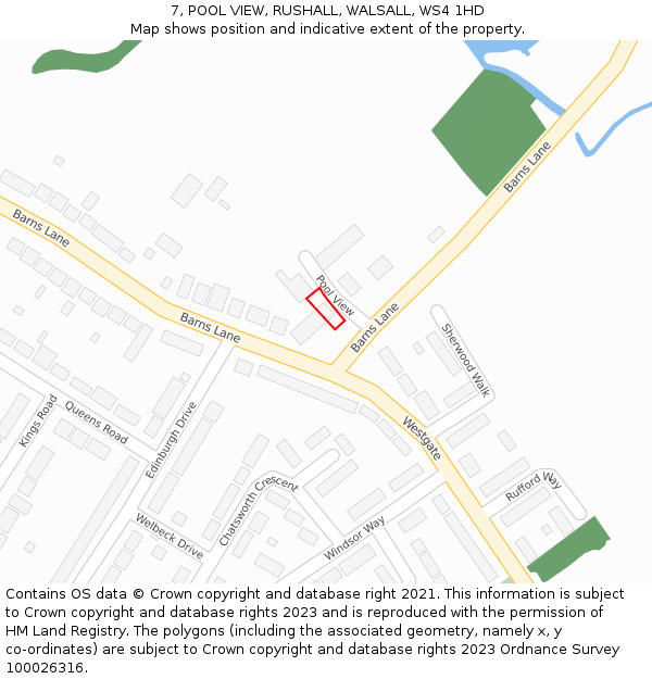 7, POOL VIEW, RUSHALL, WALSALL, WS4 1HD: Location map and indicative extent of plot