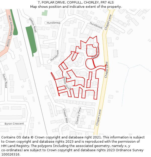 7, POPLAR DRIVE, COPPULL, CHORLEY, PR7 4LS: Location map and indicative extent of plot