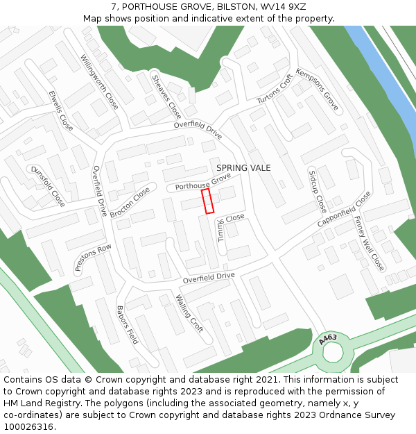 7, PORTHOUSE GROVE, BILSTON, WV14 9XZ: Location map and indicative extent of plot