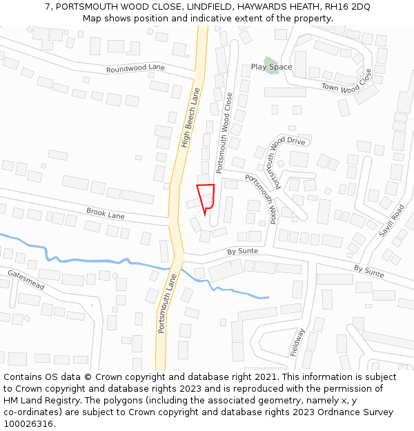 7, PORTSMOUTH WOOD CLOSE, LINDFIELD, HAYWARDS HEATH, RH16 2DQ: Location map and indicative extent of plot